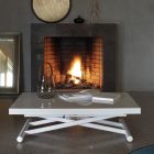 Transformerbart soffbord i metall och glasskiva - Morgan Viadurini