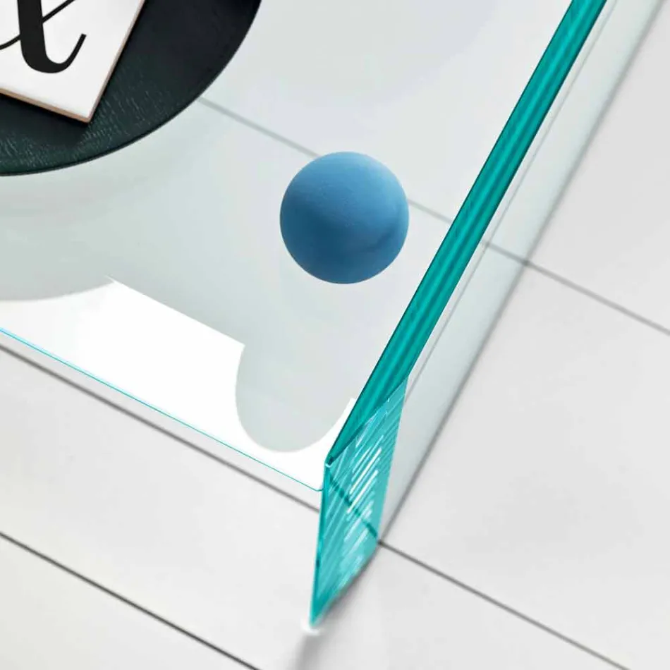 Extra klart glas soffbord med avfasning Made in Italy - Imperativ Viadurini