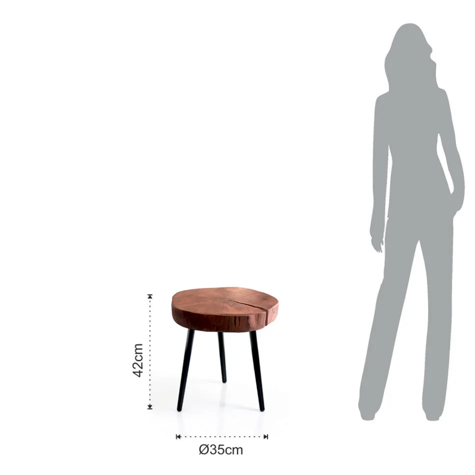 Soffbord i vardagsrum med metallben och skiva i massivt trä - Sardinien Viadurini