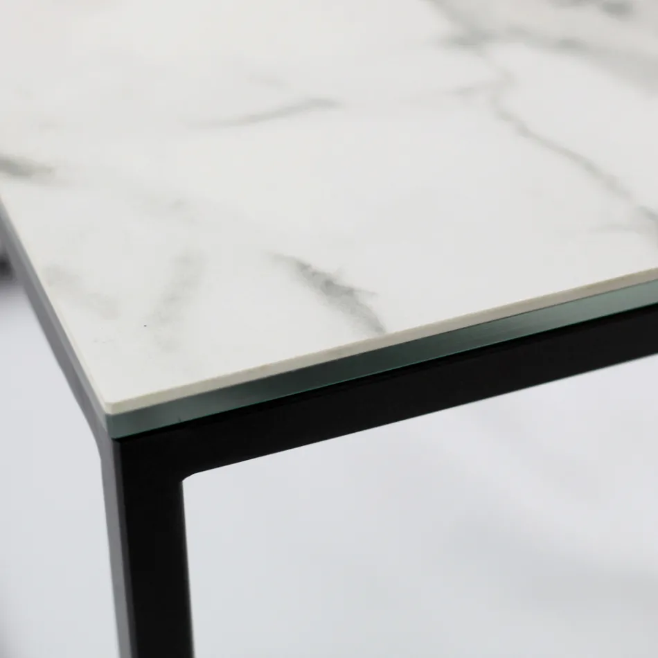 Soffbord i stengods och stål tillverkat i Italien - Birba Viadurini