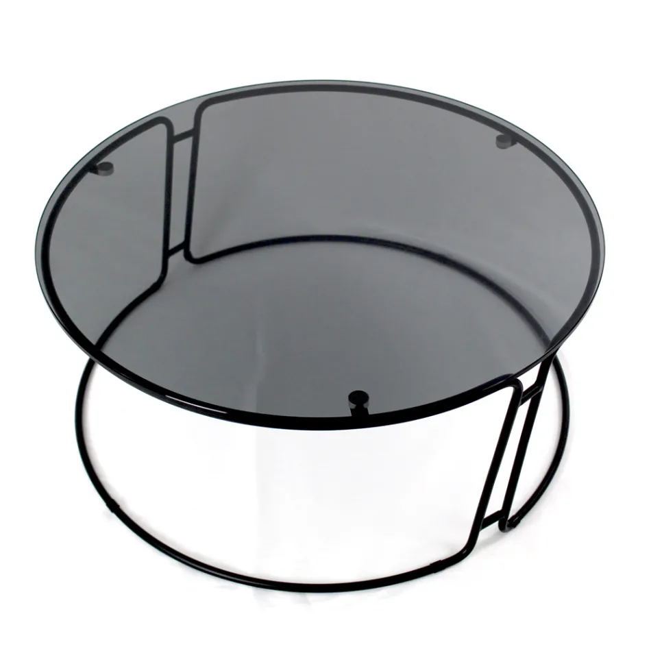 Soffbord med glasskiva och rund bas Tillverkat i Italien - Tullia Viadurini