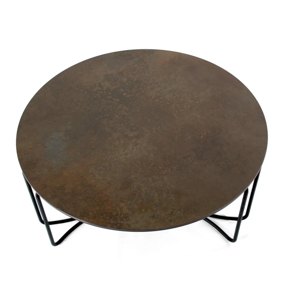 Runt soffbord med 3 Crescent Base Tillverkat i Italien - Arepa Viadurini