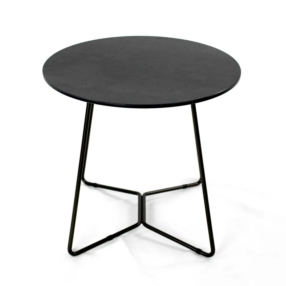 Runt soffbord med porslinsskiva i stengods tillverkat i Italien - Paini Viadurini