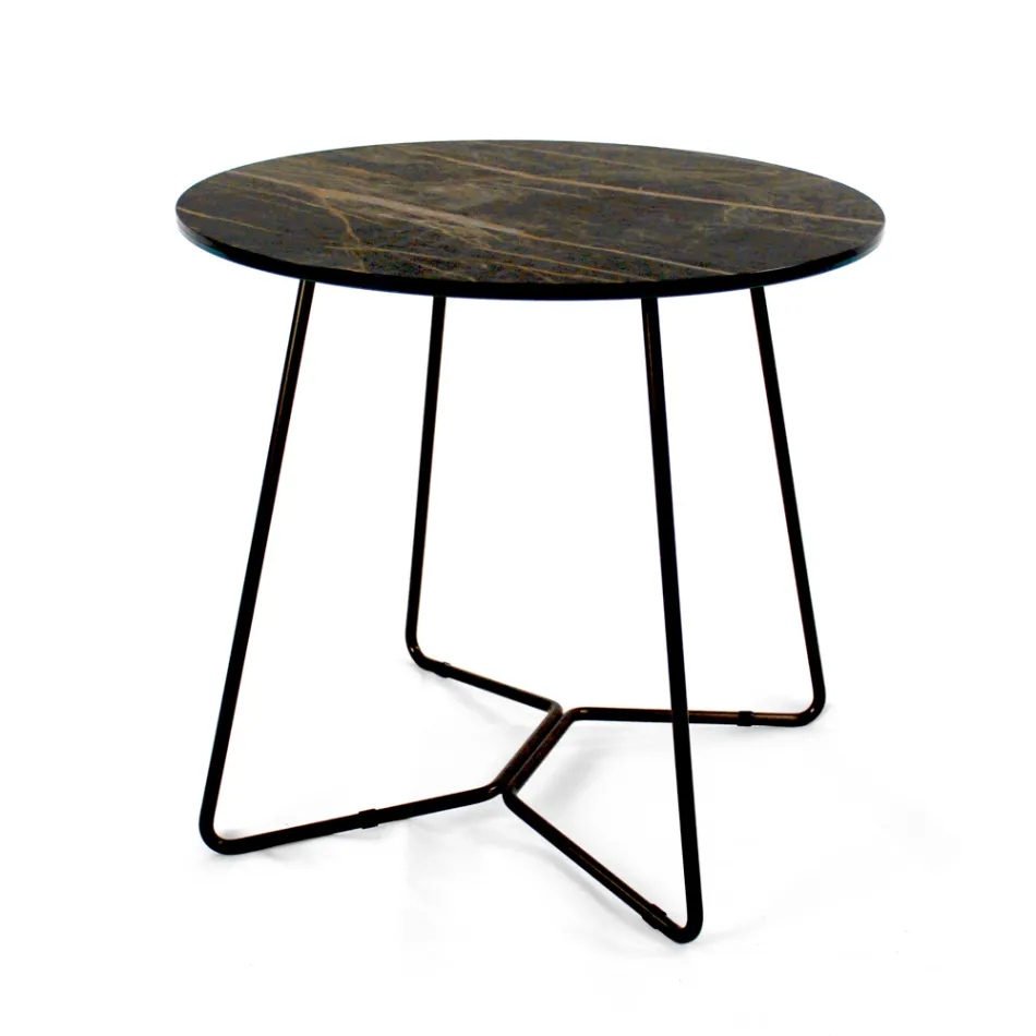 Runt soffbord med porslinsskiva i stengods tillverkat i Italien - Paini Viadurini