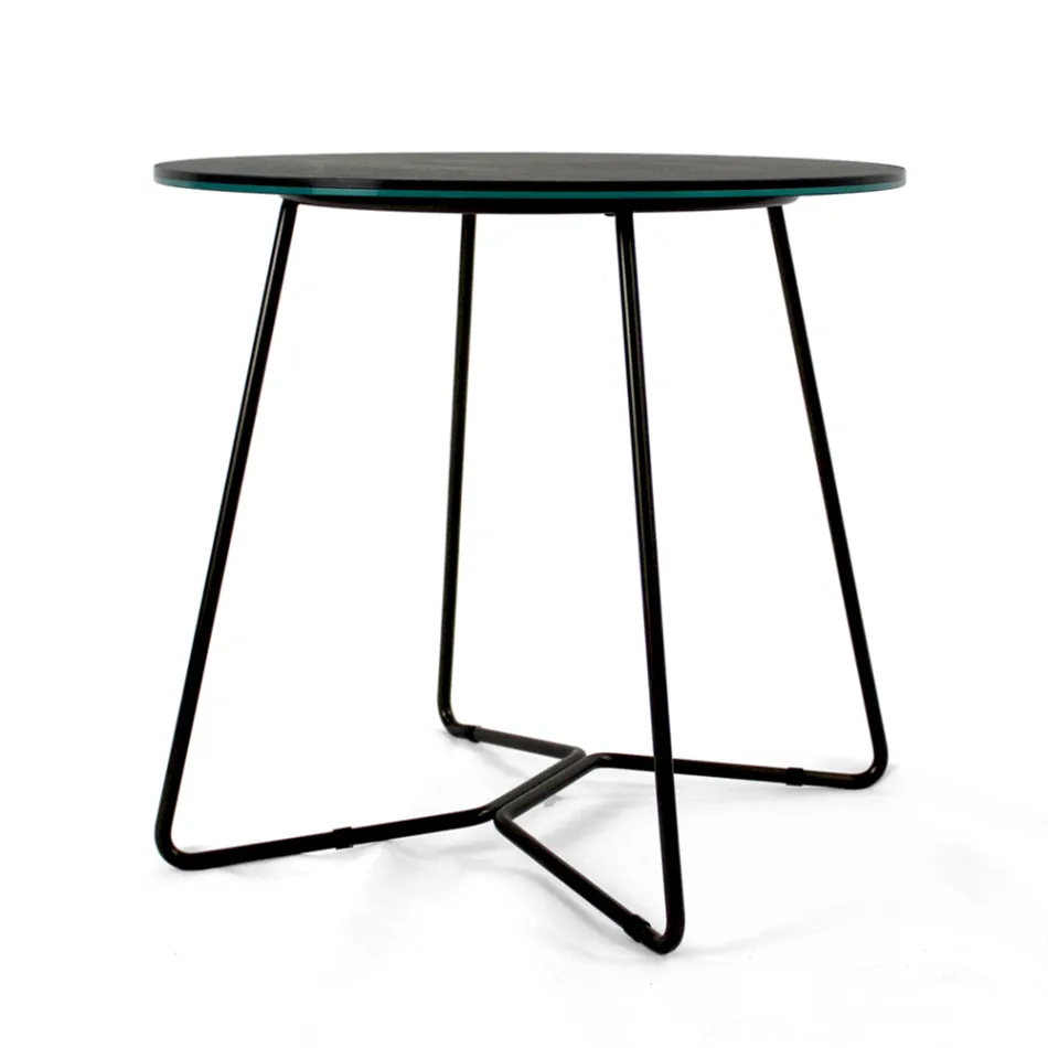 Runt soffbord med porslinsskiva i stengods tillverkat i Italien - Paini Viadurini