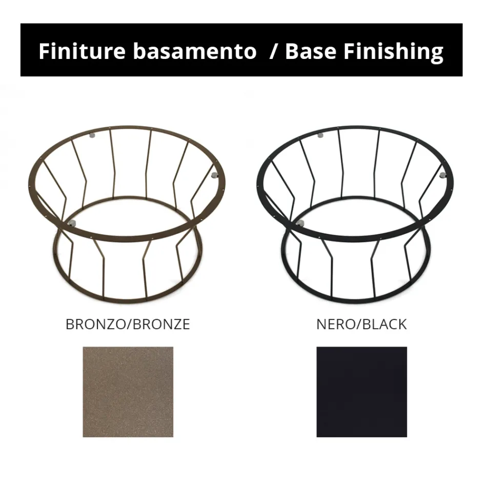 Runt soffbord i stål och glas Tillverkat i Italien - Alisea Viadurini