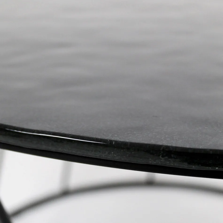 Runt soffbord i stål och glas Tillverkat i Italien - Alisea Viadurini