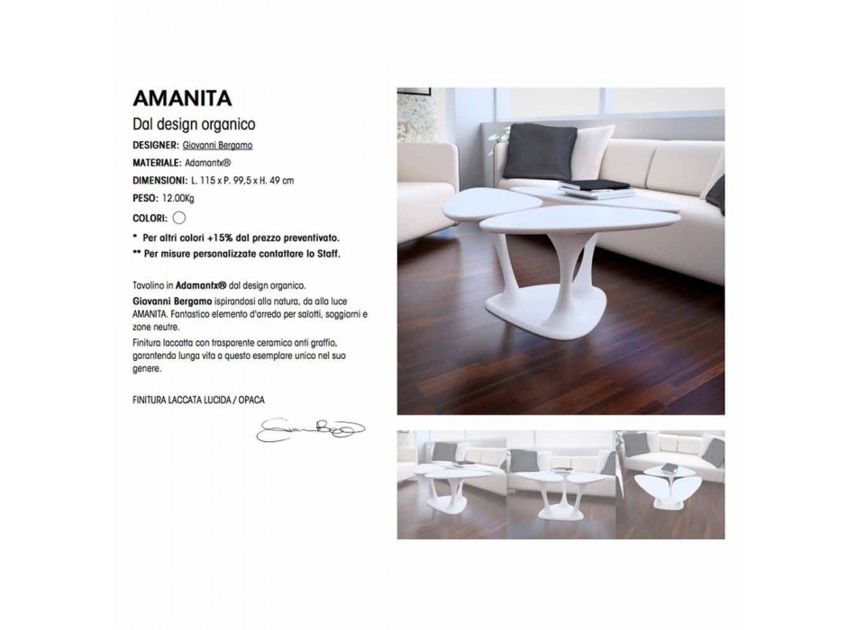 Amanita Modern Design soffbord tillverkat i Italien