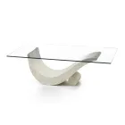 Modern design soffbord med glasskiva och Fossil Stone Base - Refill Viadurini