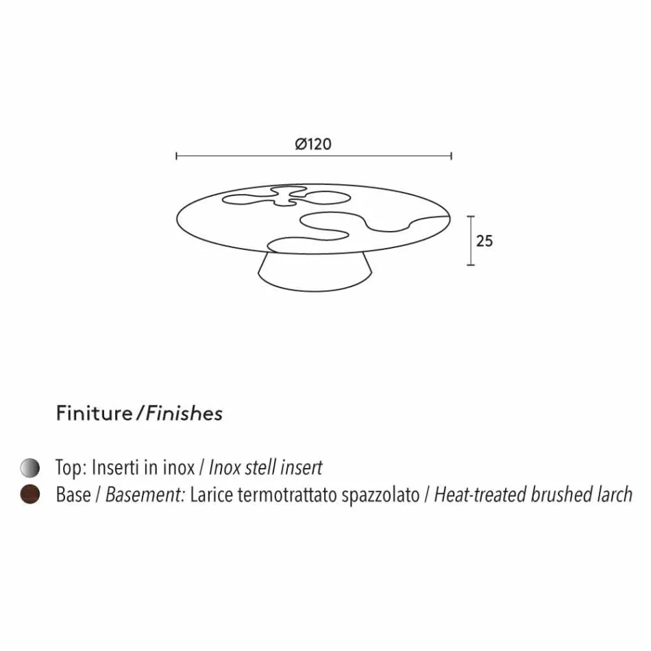 Tabell modern design i lärkträ med stål skär Giglio Viadurini