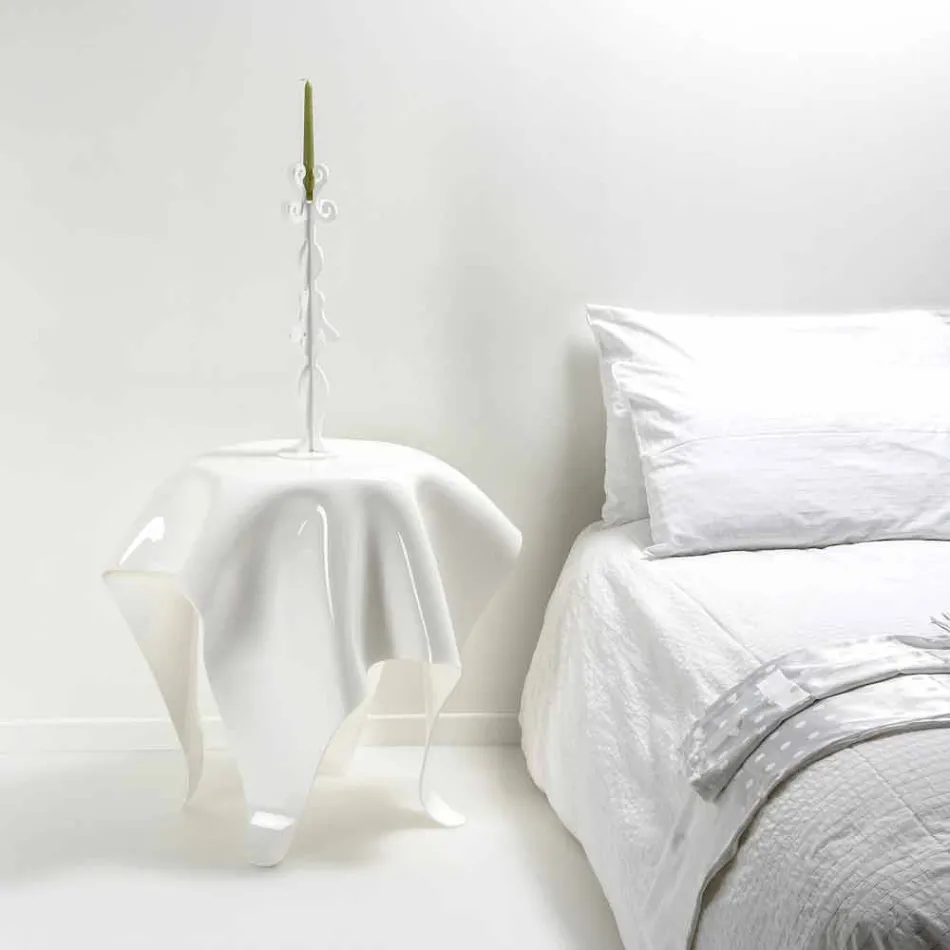 Tabell modern design i vitt plexiglas Eight, tillverkad i Italien Viadurini