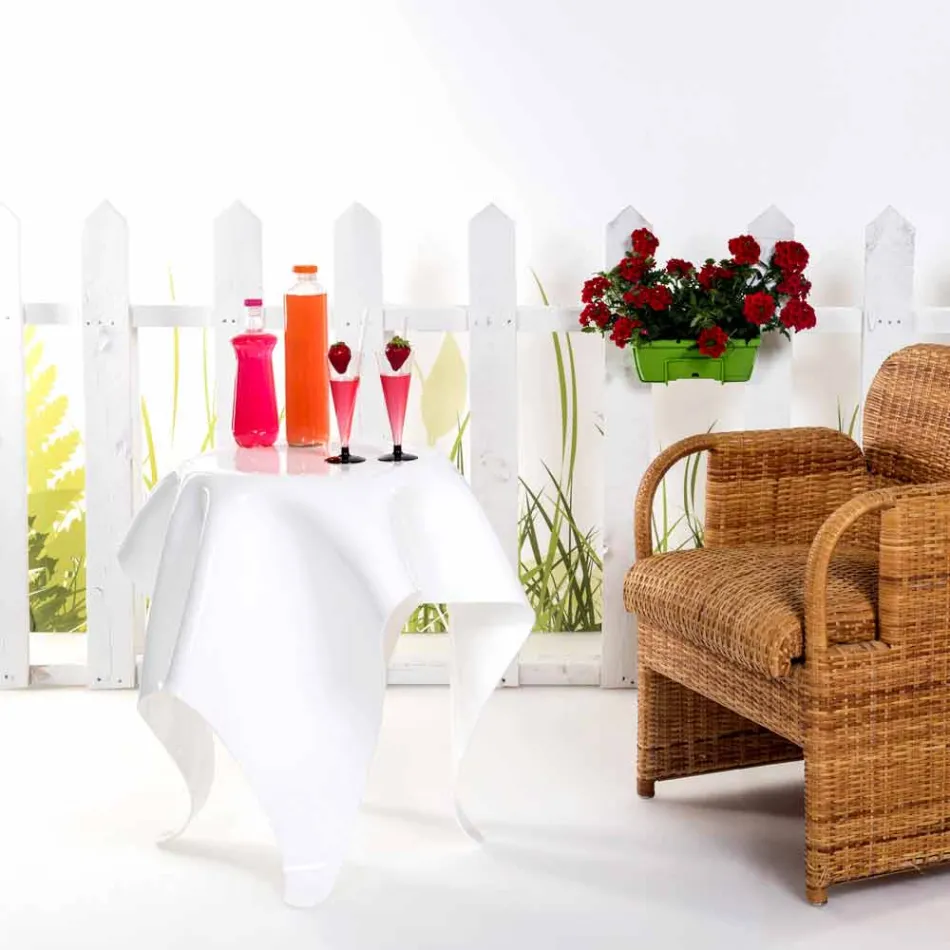 Tabell modern design i vitt plexiglas Eight, tillverkad i Italien Viadurini