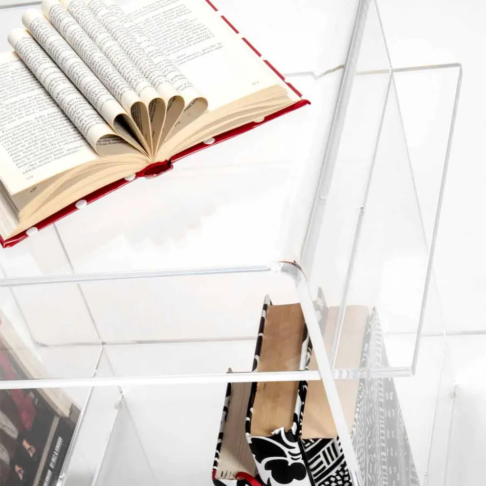 Design plexiglas soffbord med tre hyllor gjorda i Italien, Gosto Viadurini