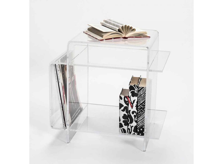 Design plexiglas soffbord med tre hyllor gjorda i Italien, Gosto Viadurini
