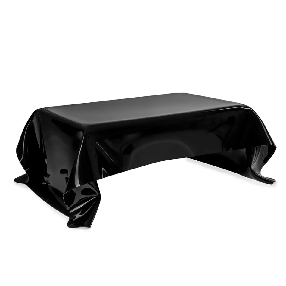 Melia svart draperat plexiglas designersoffbord tillverkat i Italien Viadurini