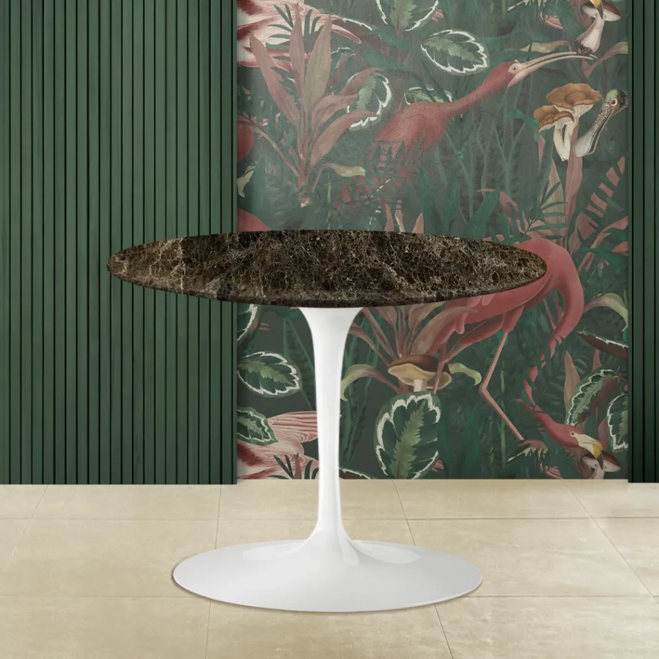 Eero Saarinen Soffbord H 41 med Emperador Dark Marble Skiva Tillverkat i Italien Viadurini
