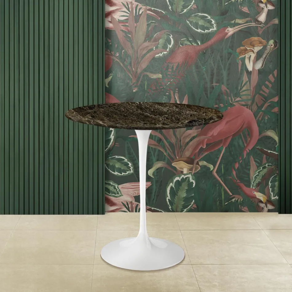 Eero Saarinen H 52 Ovalt soffbord i Emperador Dark Marble Made in Italy - Scarlet Viadurini