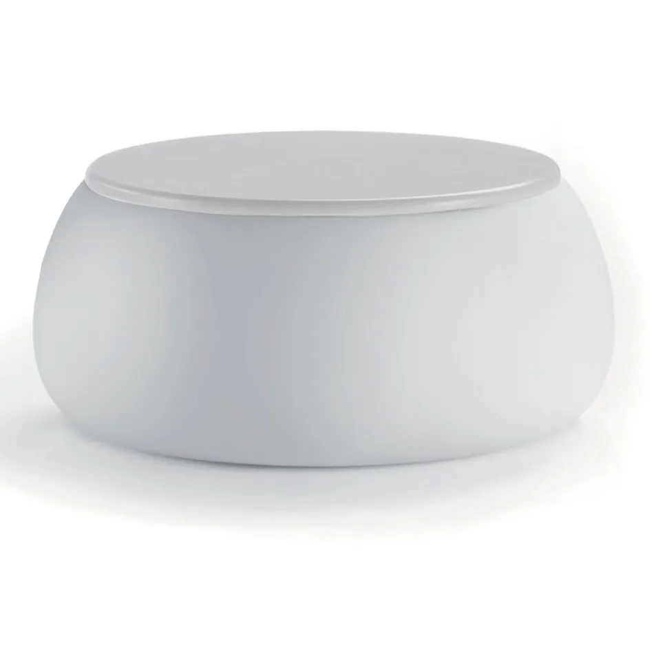 Trädgårdssoffbord med rund skiva i polyeten Tillverkat i Italien - Tibaldo Viadurini