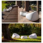 Trädgårdssoffbord med rund skiva i polyeten Tillverkat i Italien - Tibaldo Viadurini