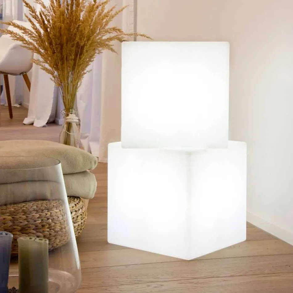 Färgat upplyst soffbord med modern design med val av tillbehör - Dadostar Viadurini