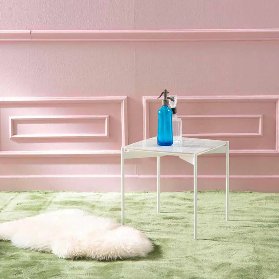 Modern design fyrkantig keramik och metall soffbord - porcupine Viadurini