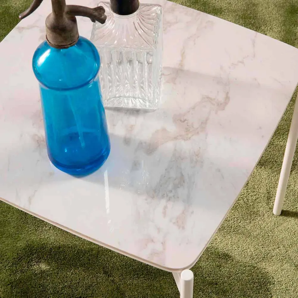 Modern design fyrkantig keramik och metall soffbord - porcupine Viadurini