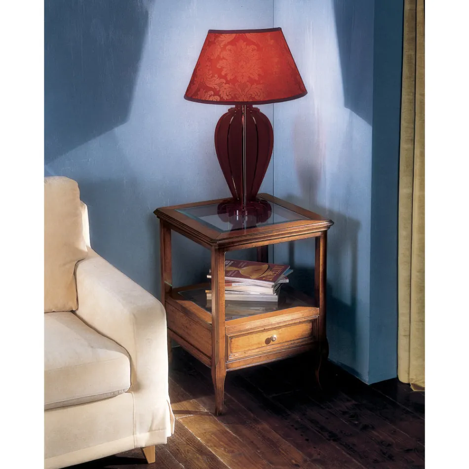 Bassano Francia Soffbord i trä med glasskiva Tillverkat i Italien - Patecati Viadurini