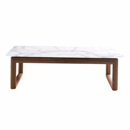Grilli York design massivt trä och marmor soffbord tillverkat i Italien Viadurini