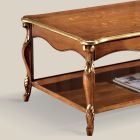 Lyxigt valnötsträ och guld infällt soffbord tillverkat i Italien - Cambrige Viadurini