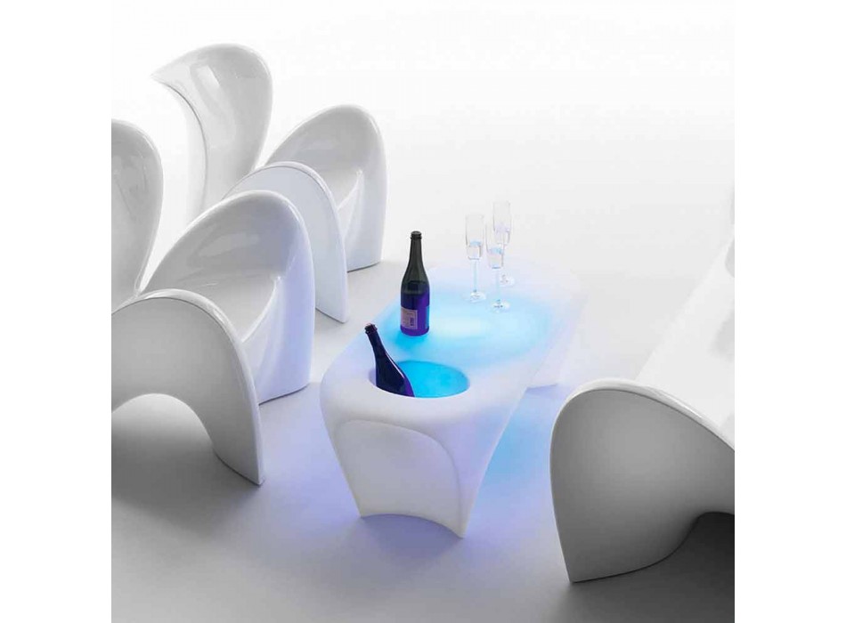 Ljus soffbord med mousserande vinflaska, utomhus- eller inomhusdesign - Lily av Myyour Viadurini