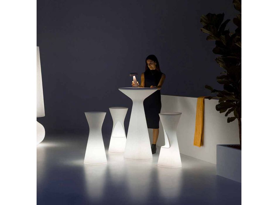 Ljus utomhus soffbord med rund topp i HPL tillverkad i Italien - Desmond Viadurini