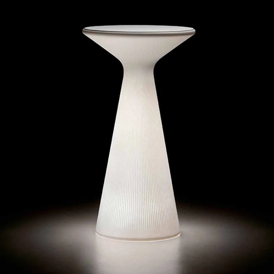 Ljus utomhus soffbord med rund topp i HPL tillverkad i Italien - Desmond Viadurini