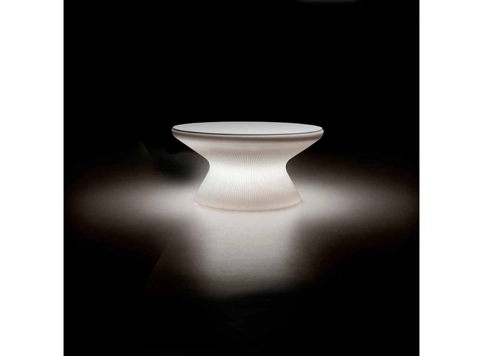 Ljus utomhus soffbord i polyeten och vit HPL tillverkad i Italien - Desmond Viadurini