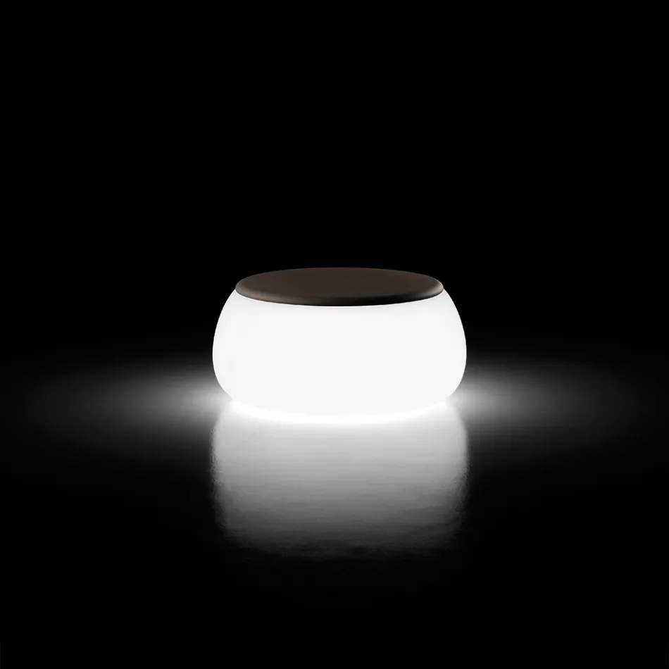 Ljust, runt trädgårdssoffbord i polyeten Tillverkat i Italien - Tibaldo Viadurini