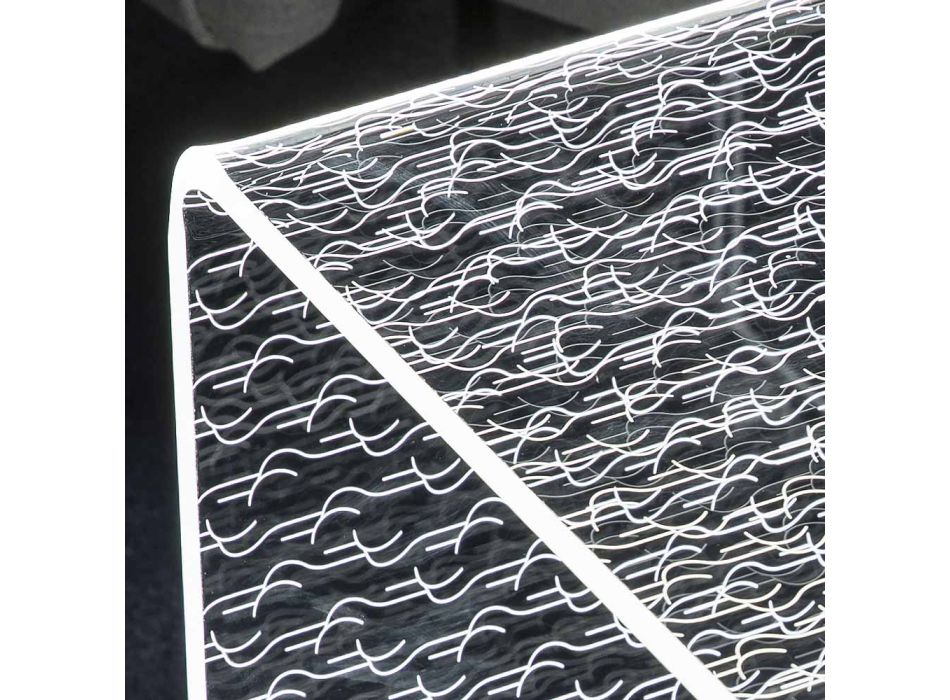 Transparent Akryl Led Lysande Soffbord Lasergraverad Dekor - Robiola Viadurini