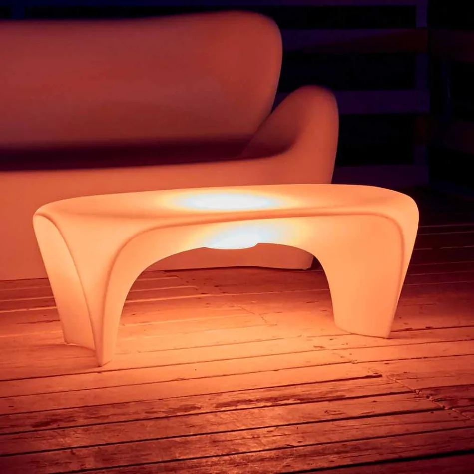 RGB Luminous Coffee Table för utomhus- eller inomhusdesign i plast - Lily av Myyour Viadurini
