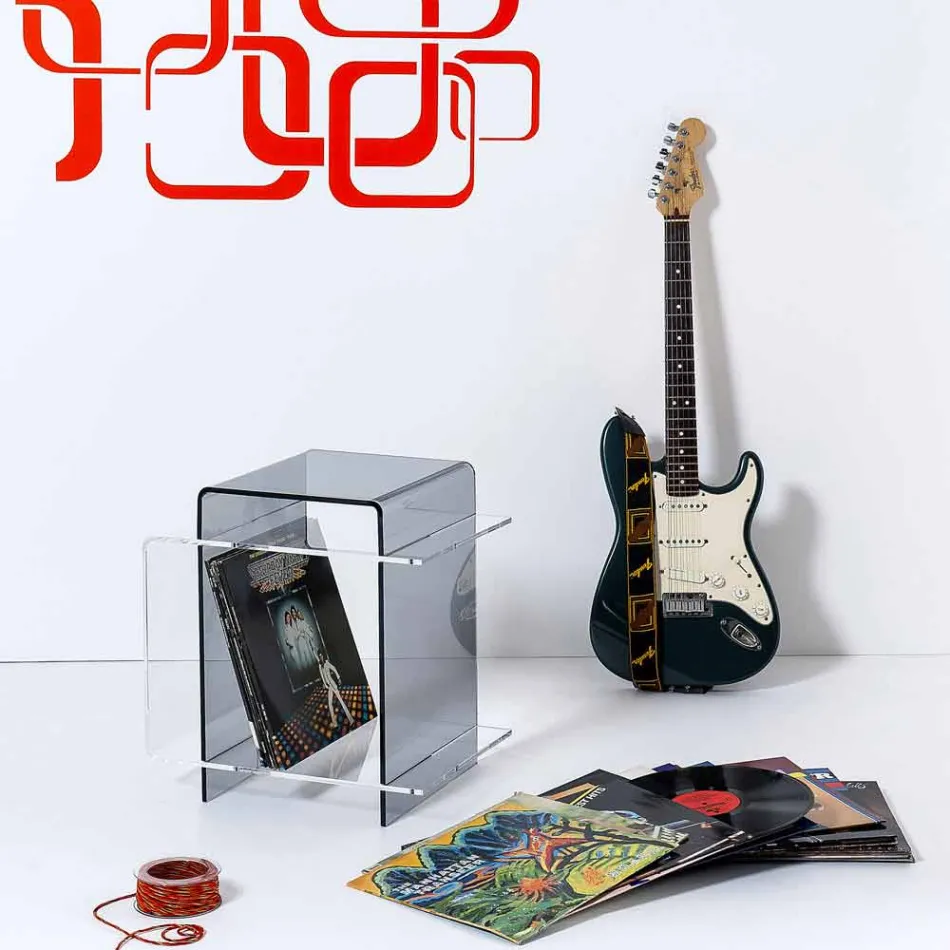 Modern bord med 3 hyllor rökt och transparent Gosto gjort i Italien Viadurini