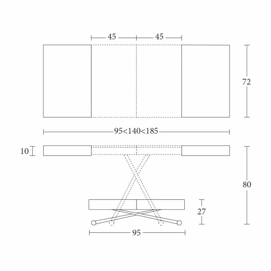 Modernt soffbord i trä och transformerbar metall tillverkad i Italien - Spirit Viadurini
