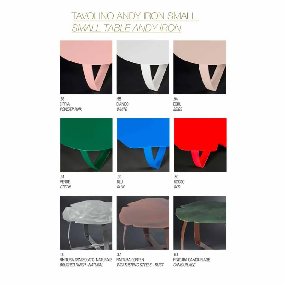 Modern metallbord laserskurna blomma form Andy Viadurini