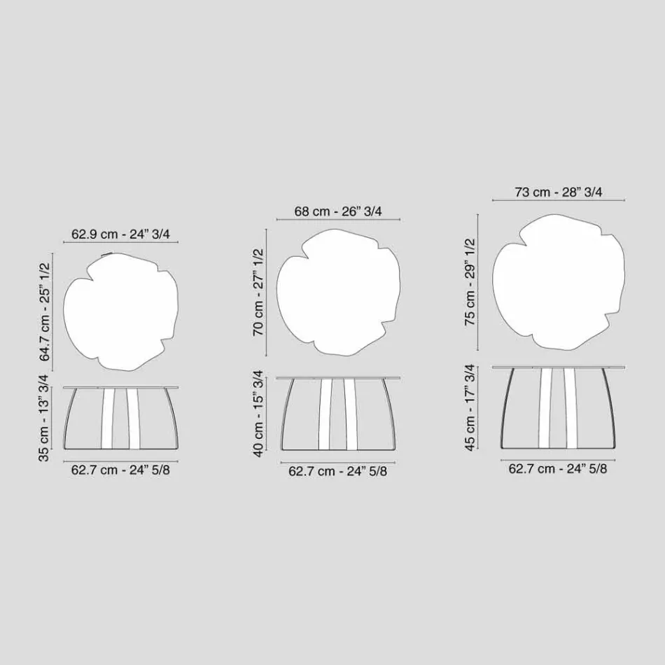 Modern metallbord laserskurna blomma form Andy Viadurini