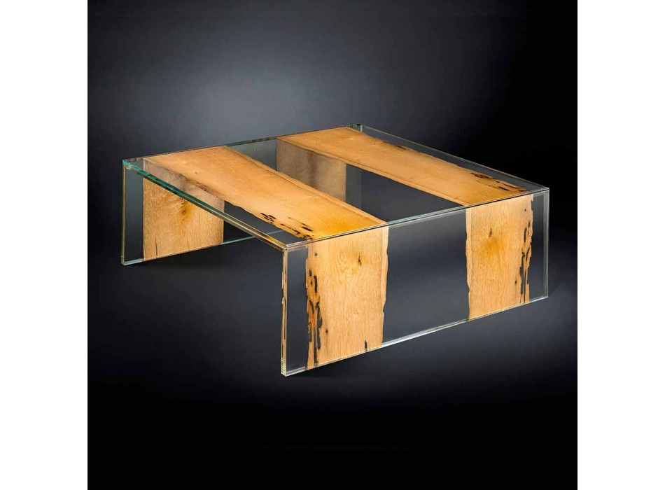 modern glas soffbord och trä venetianska Briccola Viadurini