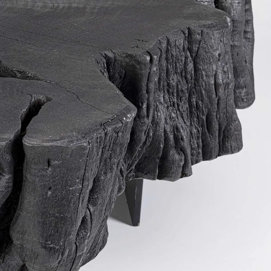 Homemotion svart soffbord i stål och naturligt akaciaträ - Camala Viadurini