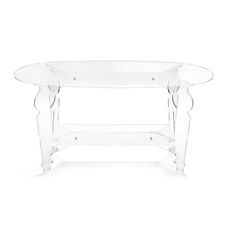 Ilaria - Ovalt soffbord i transparent plexiglas Tillverkat i Italien Viadurini