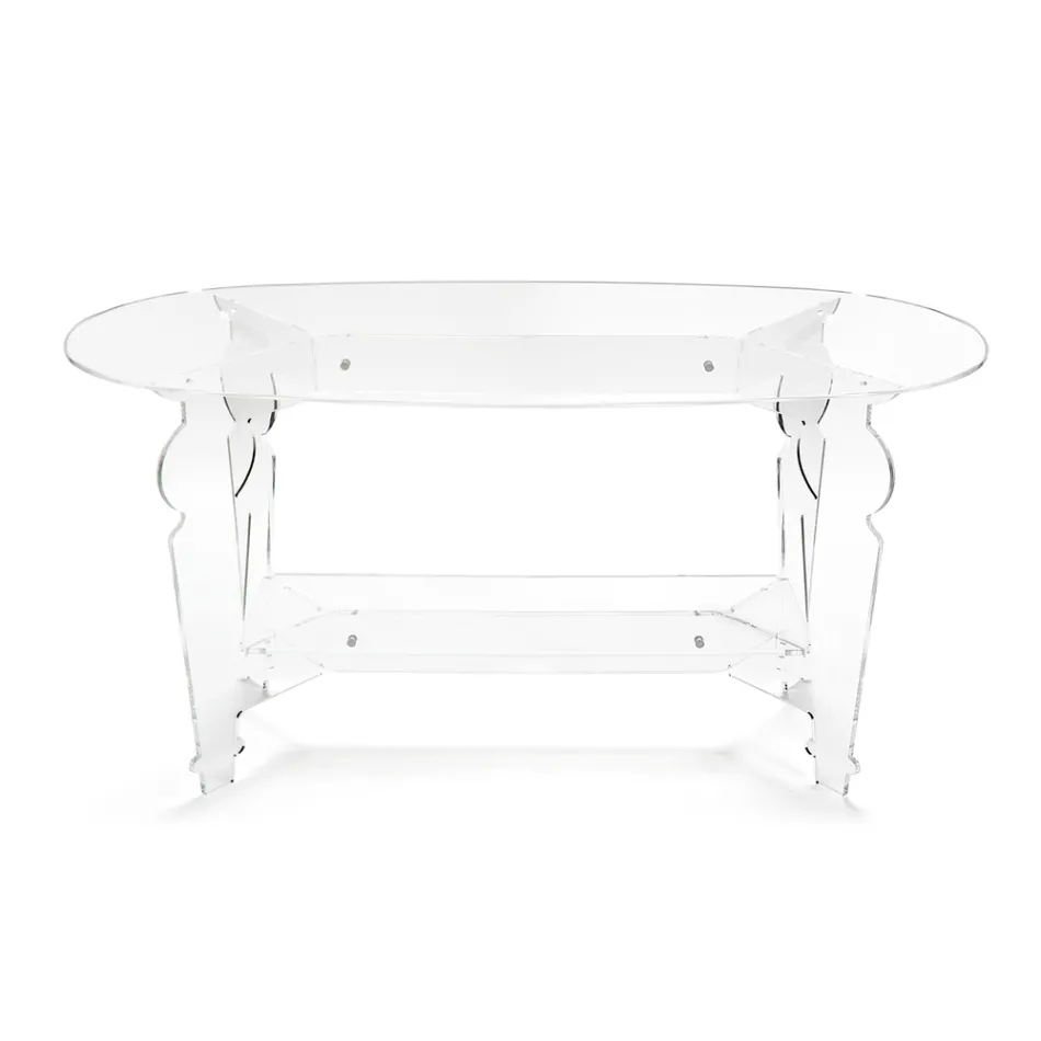Ilaria - Ovalt soffbord i transparent plexiglas Tillverkat i Italien Viadurini