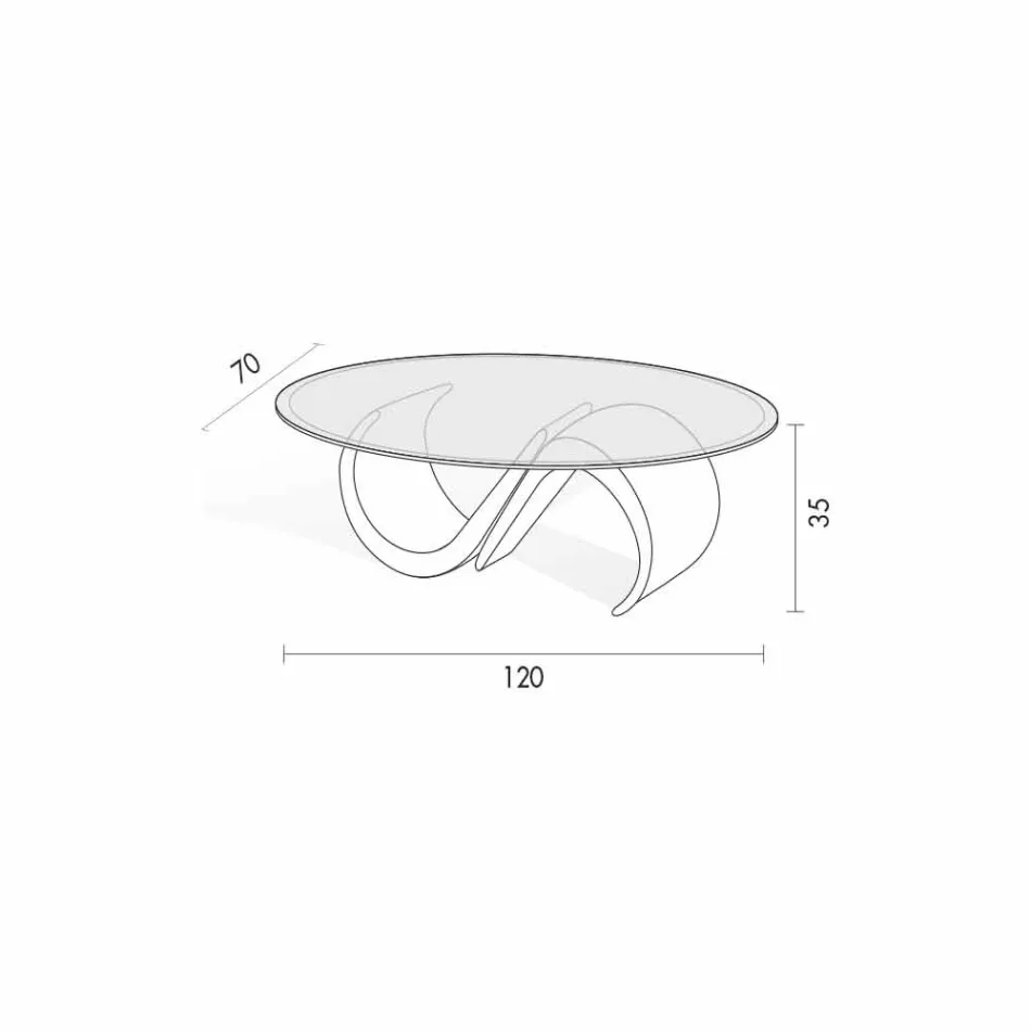 Oval soffbord i avfasat glas och syntetmarmor Tillverkad i Italien - Barbera Viadurini