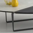 Ovalt vardagsrum i metall Soffbord och tvåfärgad keramisk skiva - Comacchio Viadurini
