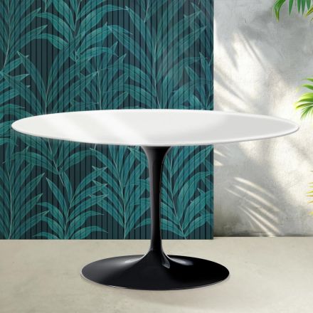 Saarinen Tulip ovalt soffbord H 41 cm i blank vit Florim keramik - Scharlakansröd Viadurini