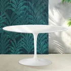 Saarinen Tulip ovalt soffbord H 41 cm i blank vit Florim keramik - Scharlakansröd Viadurini