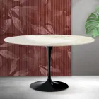 Saarinen Tulip ovalt soffbord H 41 cm i Florim Calacatta guld matt keramik - scharlakansröd Viadurini