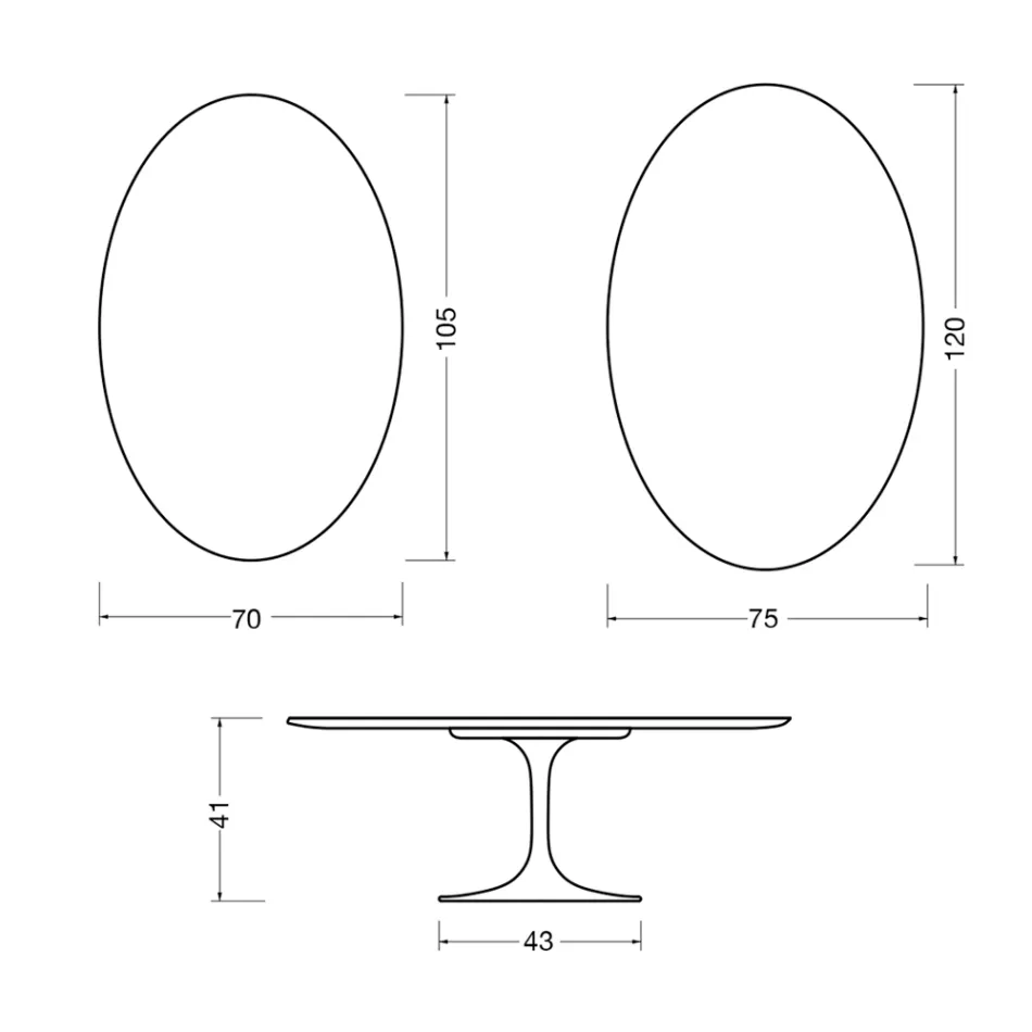 Saarinen Tulip ovalt soffbord H 41 cm i glansig Statuario Florim keramik - Scharlakansröd Viadurini